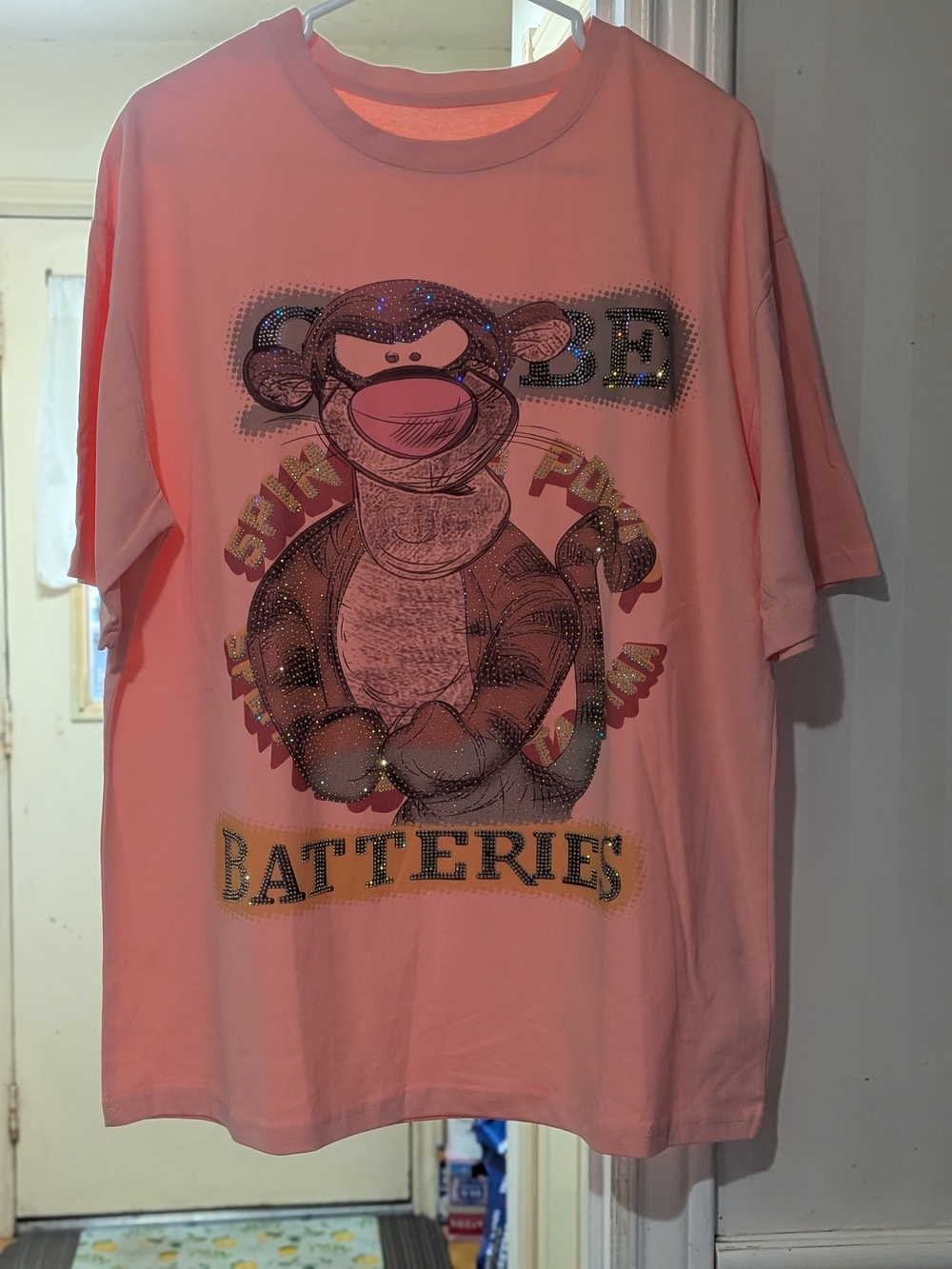 Rhinestone Pink Graphic T-Shirt with Sparkle Tigger Design